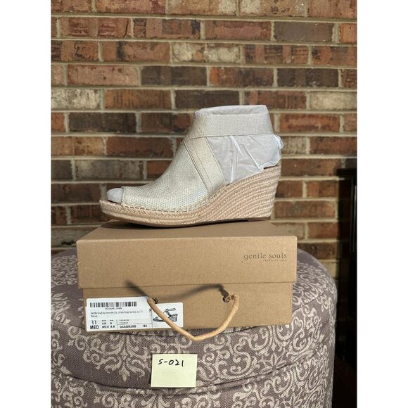 Gentle Souls Women's Espadrille Wedge Sandal Elastic Ankle Strap Ice Size 11 - Picture 4 of 4